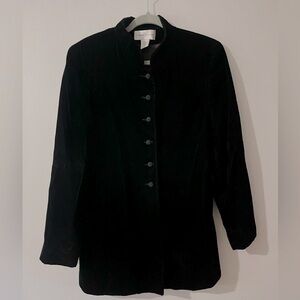 Casual Corner Vintage Black Velvet Button Down Blazer Size Women’s 8